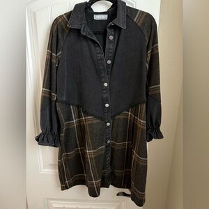 Plaid Button-Down Dress